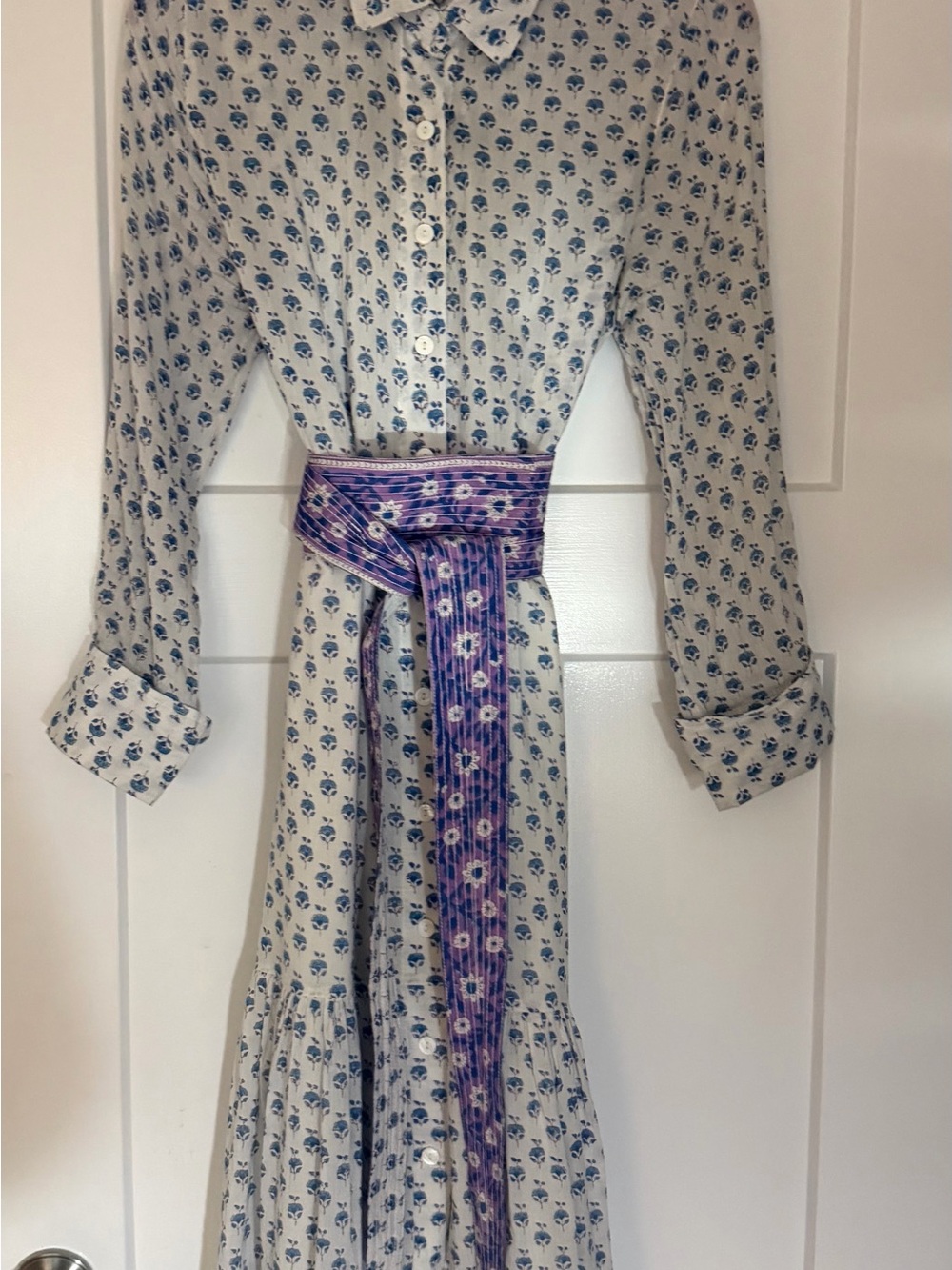 Bell by Alicia Bell Floral Button-Front Midi Dress with Purple Sash